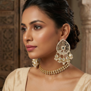 Mirror Jhumki Beaded Earrings