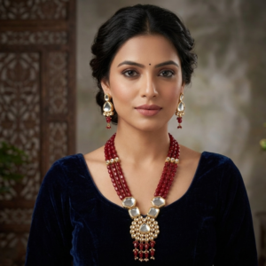 Semi Precious Kundan Long necklace set